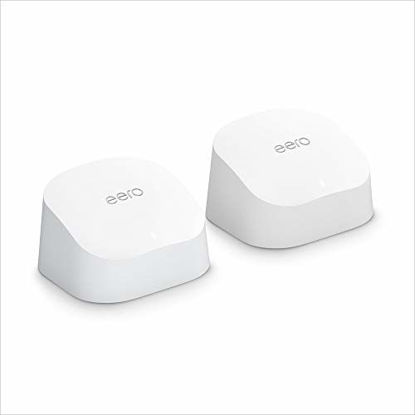 Picture of Introducing Amazon eero 6 dual-band mesh Wi-Fi 6 router, with built-in Zigbee smart home hub (1 router + 1 extender)