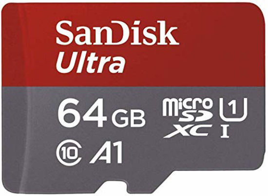 Picture of SanDisk 64GB Ultra microSDXC UHS-I Memory Card with Adapter - 100MB/s, C10, U1, Full HD, A1, Micro SD Card - SDSQUAR-064G-GN6MA