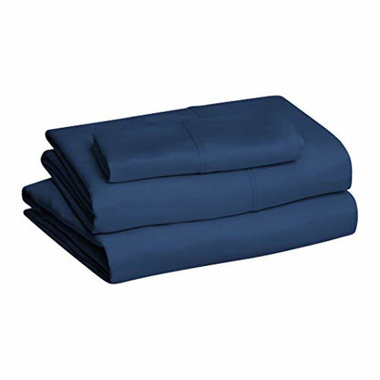 Picture of Amazon Basics Microfiber Sheet Set, Twin XL, Navy Blue