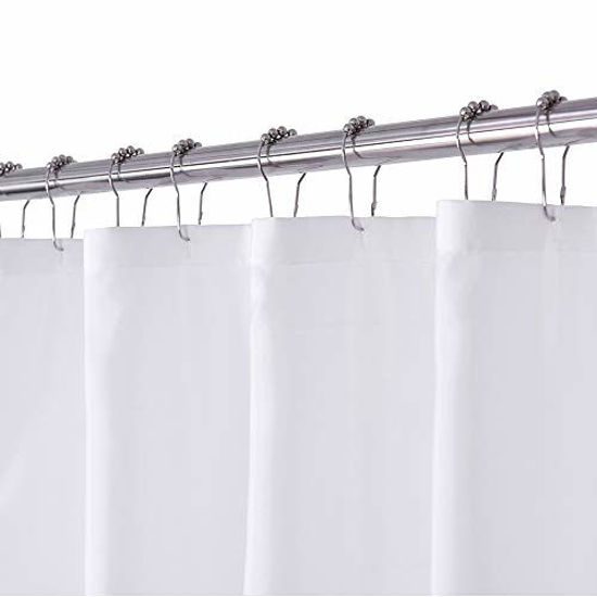 Picture of N&Y HOME White Fabric Shower Curtain or Liner, Washable, 71x72 inch Hotel Style for Bathroom