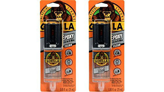 Picture of Gorilla 2 Part Epoxy, 5 Minute Set, .85 ounce Syringe, Clear, (Pack of 2)