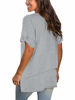 Picture of Juniors Short Sleeve Deep V Neck Shirt Basic Tees Casual Top Grey S