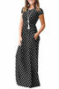 Picture of VIISHOW Women's Short Sleeve Floral Dress Loose Plain Maxi Dresses Casual Long Dresses with Pockets, Black dots, Medium