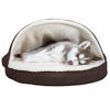 Picture of Furhaven Pet Dog Bed - Orthopedic Round Cuddle Nest Faux Sheepskin Snuggery Blanket Burrow Pet Bed with Removable Cover for Dogs and Cats, Espresso, 26-Inch