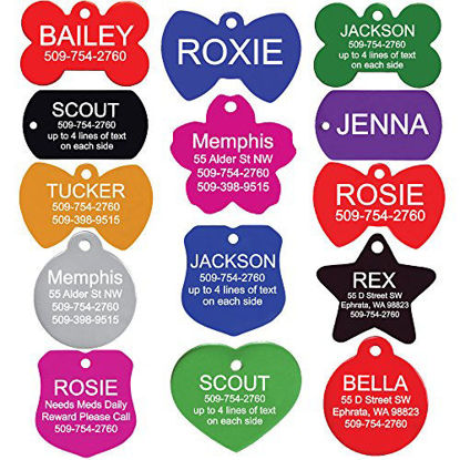 Picture of GoTags Pet ID Personalized Pet Tags for Dogs and Cats. Front & Backside Engraving and Sizes. Anodized Aluminum. Bone Shape Regular.