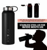 Picture of Iron Flask Sports Water Bottle - 14 Oz, 3 Lids (Straw Lid), Vacuum Insulated Stainless Steel, Hot Cold, Modern Double Walled, Simple Kids Thermo Mug, Hydro Metal Canteen (Black)