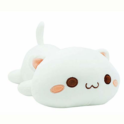Picture of Cute Kitten Plush Toy Stuffed Animal Pet Kitty Soft Anime Cat Plush Pillow for Kids (White A, 12")