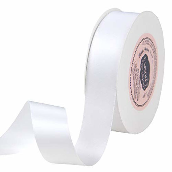 VATIN 1 inch Double Faced Polyester Satin Ribbon White -Continuous 25 Yard  Spool, Perfect for Wedding, Wreath, Baby Shower,Packing and Other Projects.