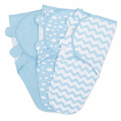 Picture of Swaddle Blanket Baby Girl Boy Easy Adjustable 3 Pack Infant Sleep Sack Wrap Newborn Babies by Comfy Cubs (Small (0-3 Month), Blue)