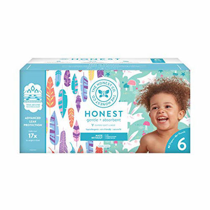 Picture of The Honest Company Super Club Box Diapers with TrueAbsorb Technology, Painted Feathers & Bunnies, Size 6, 88 Count