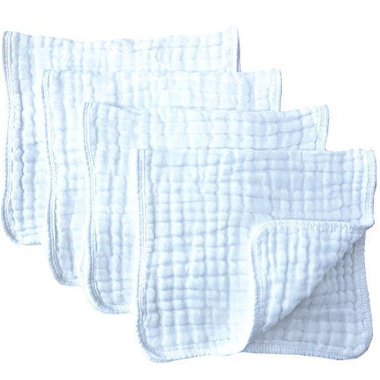 Picture of Muslin Burp Cloths 4 Pack Large 20" by 10" 100% Cotton 6 Layers Extra Absorbent and Soft by Synrroe