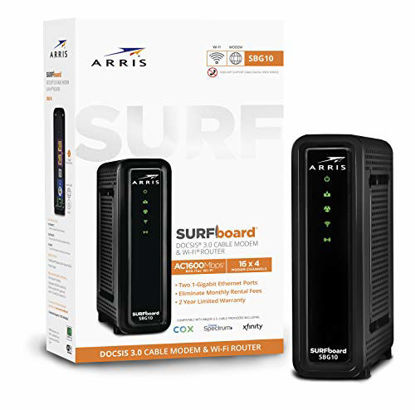 Picture of ARRIS SURFboard SBG10 DOCSIS 3.0 Cable Modem & AC1600 Dual Band Wi-Fi Router, Approved for Cox, Spectrum, Xfinity & others (black)