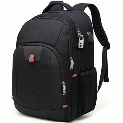 Picture of Travel Laptop Backpack,Extra Large Anti Theft College School Backpack for Men and Women with USB Charging Port,Water Resistant Big Business Computer Backpack Bag Fit 17 Inch Laptop and Notebook,Black