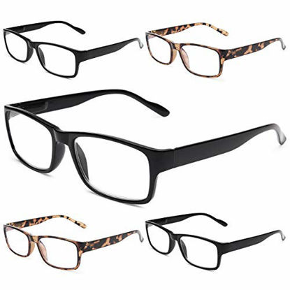 Picture of Gaoye 5-Pack Reading Glasses Blue Light Blocking,Spring Hinge Readers for Women Men Anti Glare Filter Lightweight Eyeglasses (3 Light Black + 2 Leopard, 2.5)