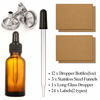 Picture of 12, 1 oz Dropper Bottles for Essential Oils with 3 Stainless Steel Funnels & 1 Long Glass Dropper - 30ml Amber Glass Bottles with Eye Droppers - Tincture Bottles, Leak Proof Travel Bottles for Liquids