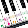 Picture of Piano Stickers for 88/61/54/49/37 Key. Colorful Large Bold Letter Piano Keyboard Stickers Perfect for kids Learning Piano. Multi-Color,Transparent,Removable