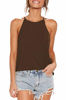 Picture of LouKeith Womens Halter Tank Tops Sleeveless Summer Casual Basic Shirts Racerback High Low Hem Tees Blouses Chocolate M