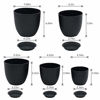 Picture of Plastic Planter, HOMENOTE 7/6/5.5/4.8/4.5 Inch Flower Pot Indoor Modern Decorative Plastic Pots for Plants with Drainage Hole and Tray for All House Plants, Succulents, Flowers, and Cactus, Black