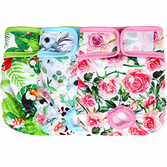 Picture of wegreeco Luxury Washable Reusable Dog Diapers (Stylish Pattern) - Durable Female Dog Diapers, Doggie Diapers, 3 Pack (Floral, X-Large)