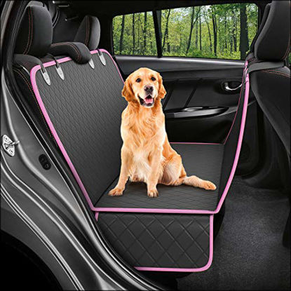 Picture of Dog Back Seat Cover Protector Waterproof Scratchproof Nonslip Hammock for Dogs Backseat Protection Against Dirt and Pet Fur Durable Pets Seat Covers for Cars & SUVs (Pink)