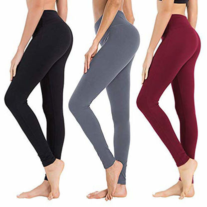 Picture of High Waisted Leggings for Women - Soft Athletic Tummy Control Pants for Running Cycling Yoga Workout - Reg & Plus Size