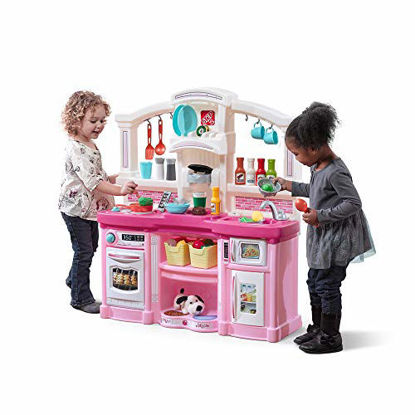 Picture of Step2 Fun with Friends Kitchen | Large Plastic Play Kitchen with Realistic Lights & Sounds | Pink Kids Kitchen Playset & 45-Pc Kitchen Accessories Set