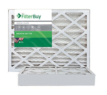 Picture of FilterBuy 14x25x4 MERV 8 Pleated AC Furnace Air Filter, (Pack of 2 Filters), 14x25x4 - Silver