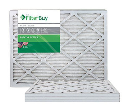 Picture of FilterBuy 14x30x1 MERV 8 Pleated AC Furnace Air Filter, (Pack of 4 Filters), 14x30x1 - Silver