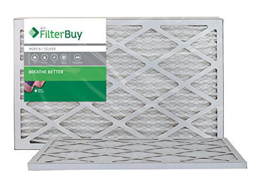 Picture of FilterBuy 16x25x1 MERV 8 Pleated AC Furnace Air Filter, (Pack of 2 Filters), 16x25x1 - Silver