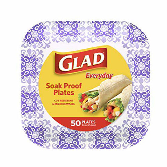 GetUSCart- Glad Square Disposable Paper Plates for All Occasions, Soak  Proof, Cut Proof, Microwaveable Heavy Duty Disposable Plates