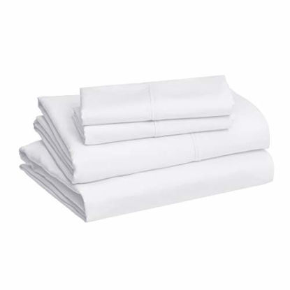 Picture of Amazon Basics Microfiber Sheet Set, Queen, Bright White