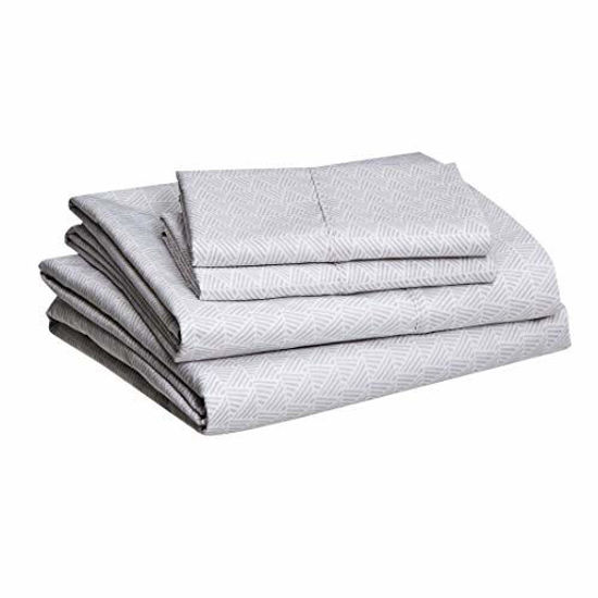 Picture of Amazon Basics Microfiber Sheet Set, Full, Grey Crosshatch