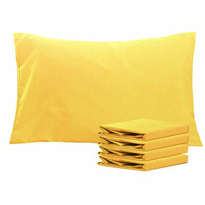 Picture of NTBAY Queen Pillowcases Set of 4, 100% Brushed Microfiber, Soft and Cozy, Wrinkle, Fade, Stain Resistant with Envelope Closure, 20"x 30", Yellow