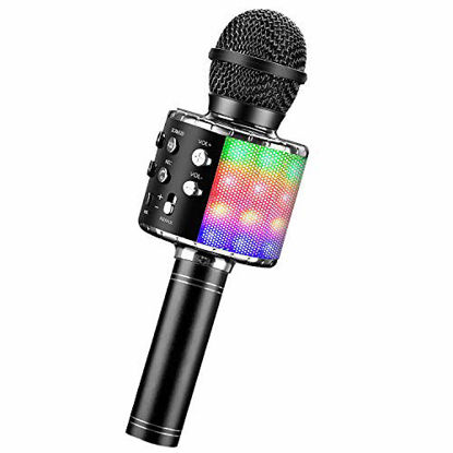 Picture of ShinePick Bluetooth Karaoke Wireless Microphone, 4 in 1 Karaoke Machine Portable Microphone for Kids, Home KTV Player, Compatible with Android & iOS Devices (Silver)
