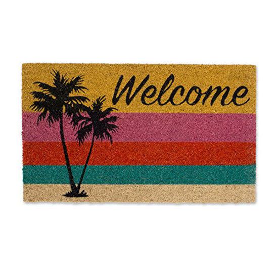 Picture of DII Home Natural Coir Doormat, Indoor/Outdoor, 18x30, Welcome Palm Tree