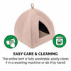 Picture of Furhaven Pet Cat Bed - Triangle Hooded Tent House Cave Fleece Dome Lounger Hood Pet Bed for Cats and Small Dogs, Beige Buff, One-Size