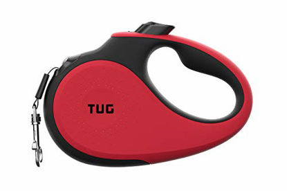 Picture of TUG 360° Tangle-Free, Heavy Duty Retractable Dog Leash for Up to 33 lb Dogs; 16 ft Strong Nylon Tape/Ribbon; One-Handed Brake, Pause, Lock (Small, Red)