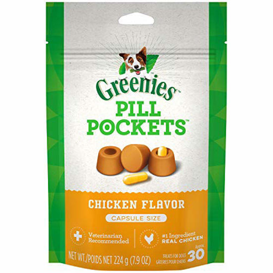 Picture of GREENIES PILL POCKETS Soft Dog Treats, Chicken, Capsule, 7.9-oz. 30-count pack