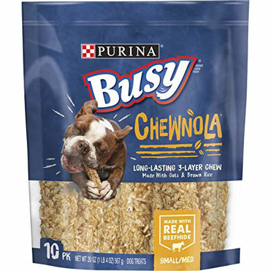 Picture of Purina Busy Rawhide Small/Medium Breed Dog Bones, Chewnola With Oats & Brown Rice - 10 ct. Pouch