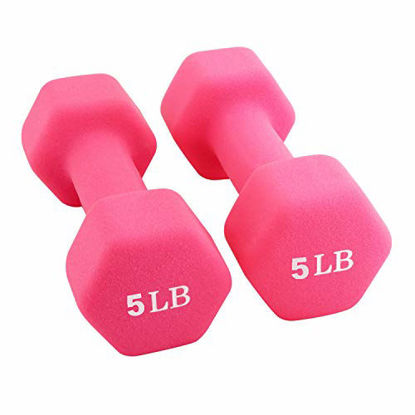 Picture of Portzon Neoprene Dumbbell Hand Weights,6-Pound, Set of 2 (Pink)