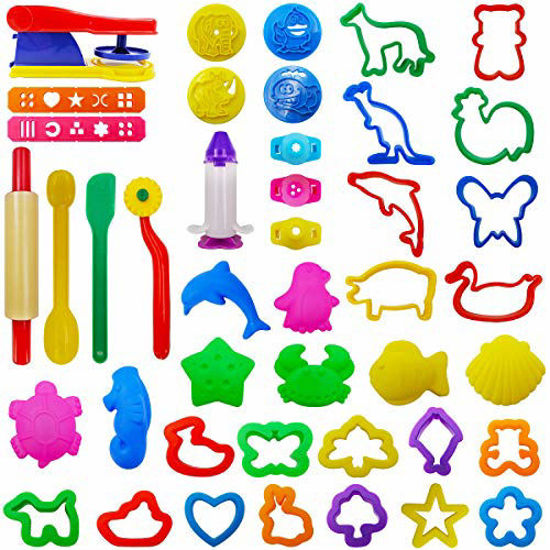 Picture of Plastic Dough Tools, Various Animal Molds, Rolling Pins, for Creative Dough Cutting, 45 PCS