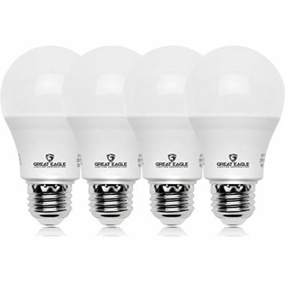 Picture of Great Eagle A19 LED Light Bulb, 9W (60W Equivalent), UL Listed, 2700K (Warm White), 750 Lumens, Non-dimmable, Standard Replacement (4 Pack)