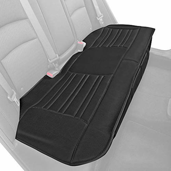 Motor Trend Black Faux Leather Rear Bench Car Seat Cover for Trucks SUV, Padded  Car Seat Protector Cushion 