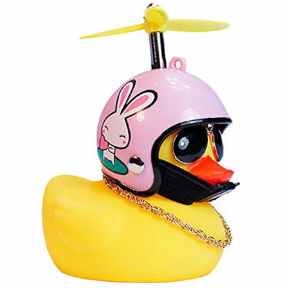 Picture of wonuu Rubber Duck Toy Car Ornaments Yellow Duck Car Dashboard Decorations with Propeller Helmet