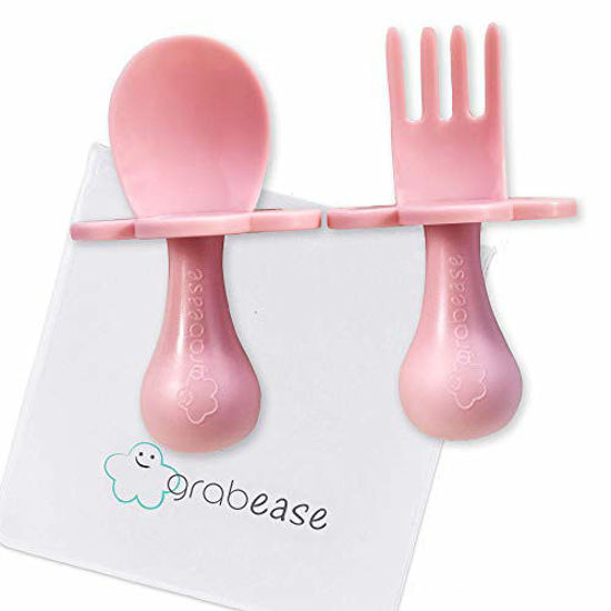 No GRABEASE First Self Feed Baby Utensils with a Togo Pouch - Anti-Choke,  BPA-Free Baby