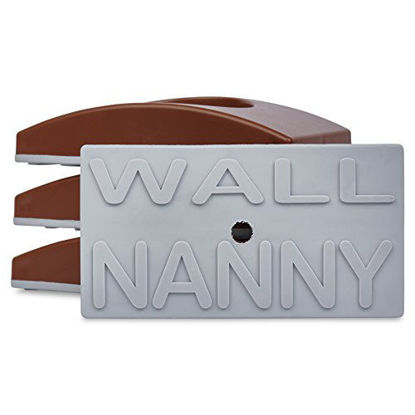 Picture of Wall Nanny (4 Pack) Baby Gate Wall Protector - Dark Trim Color - No Safety Hazard on Bottom Spindles - Small Saver Pad Saves Trim & Paint - Best Dog Pet Child Walk Thru Pressure Gates Guard (Brown)