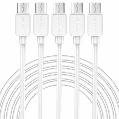 Picture of Micro USB Cable (5-Pack, 6FT) Android Charger, SMALLElectric Micro USB Charger Cable Long Android Phone Charger Cord for Galaxy S7 S6 Edge J7 S5,Note 5 4,LG G4 K40 K20,MP3,Kindle,MP3,Tablet.White