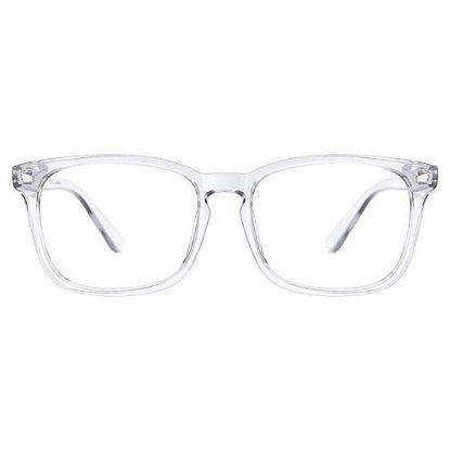 Picture of TIJN Blue Light Blocking Glasses for Women Men Clear Frame Square Nerd Eyeglasses Anti Blue Ray Computer Screen Glasses(Transparent)