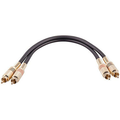 Picture of Seismic Audio Premium Black 1 Foot Dual RCA Male Audio Patch Cable (SAPRCA1-BK)