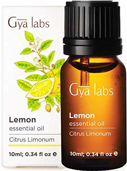 Picture of Gya Labs Lemon Essential Oil - Mood Lifter for Healthier Skin & Cleaner Homes (10ml) - 100% Pure Natural Therapeutic Grade Lemon Oil Essential Oils for Aromatherapy Diffuser & Topical Use